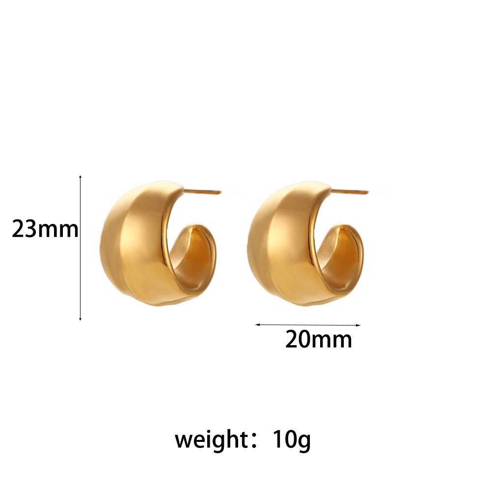 1 Pair Fashion C Shape Plating Stainless Steel Hoop Earrings display picture 1