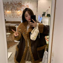 鎏金二代25冬新全羊毛皮毛一体外套女中长款羊羔毛皮草大衣两面穿