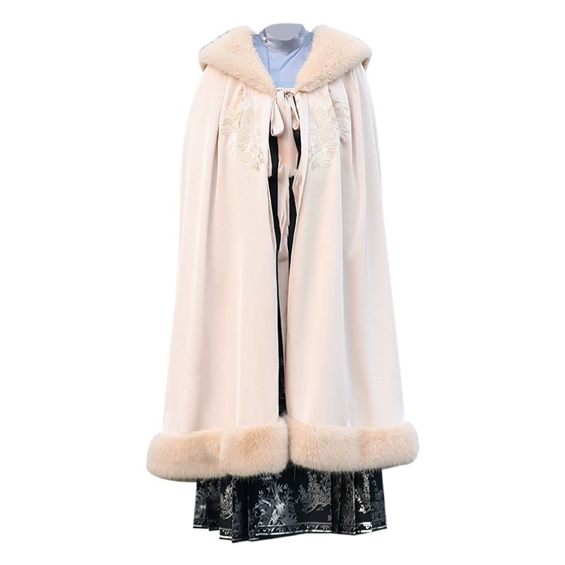 Зимний утолщенный плащ на флисовой подкладке, женская одежда в китайском стиле Ming Han, старинный стиль, новый тканый Золотой жилет в китайском стиле, Женский костюм с юбкой