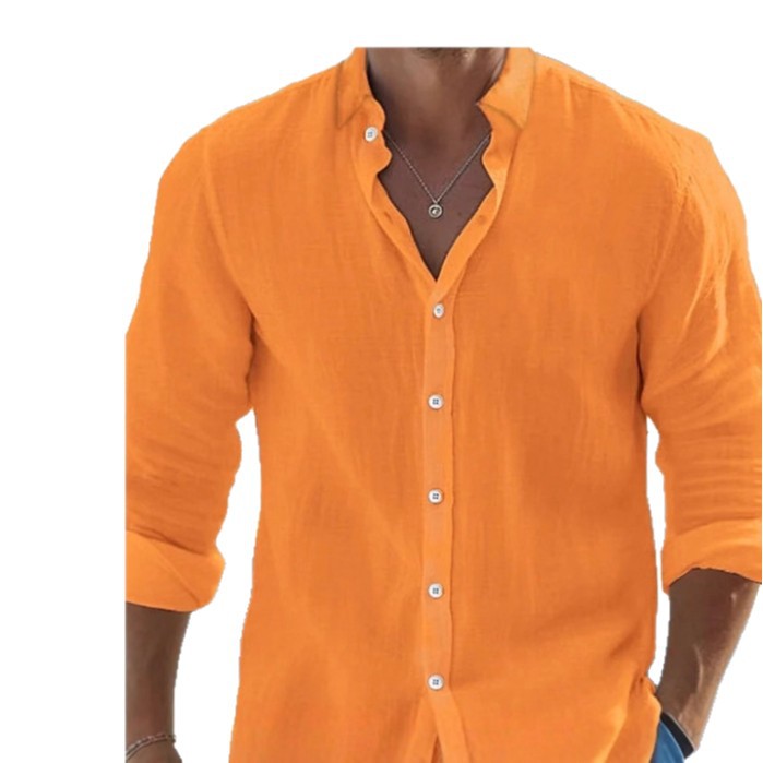 Men's Cotton And Linen Plain Color Shirt For Youth And Casual Wear_viptrois.com
