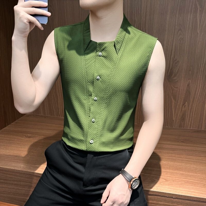 Bubble Gauze Thin Sleeveless Shirt for Men, Summer Ice Silk Trendy Brand Men's Clothing, 2026 New Style, Cool and Stylish Vest for Men