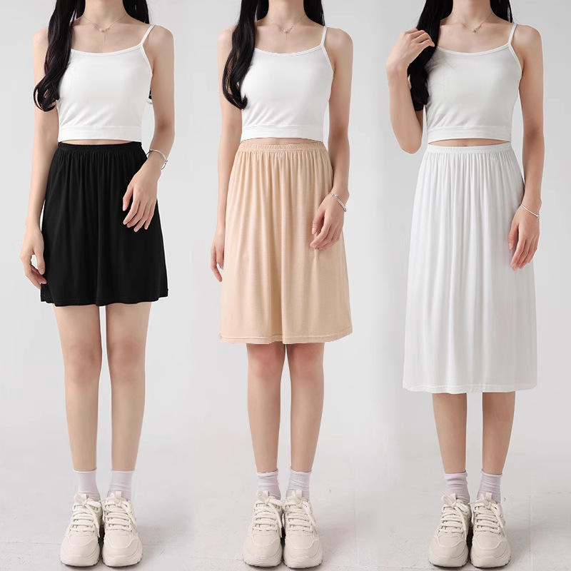Inner Petticoat Women's Base Anti-slip Petticoat Summer Modal Interior Mid-length Safety Skirt White Anti-slip Skirt