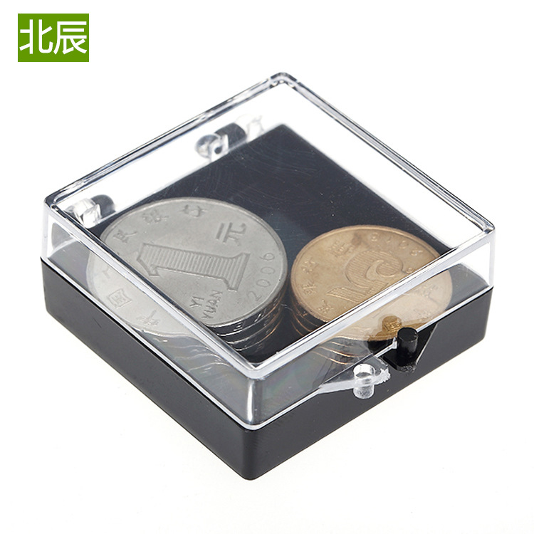 J003批发正方形透明塑料盒子PS 徽章盒迷你收纳盒有盖小号塑胶盒