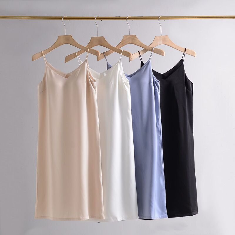 With breast pad cup one ice silk satin dress women's summer suspenders skirt wear bottoming skirt a generation of hair