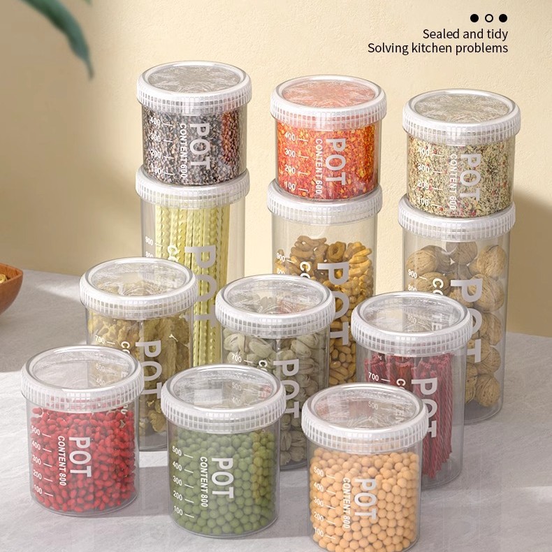 Sealed Jar Food Grade Storage Storage Box Transparent Plastic Kitchen Spice Bean Nut Grain Storage Jar