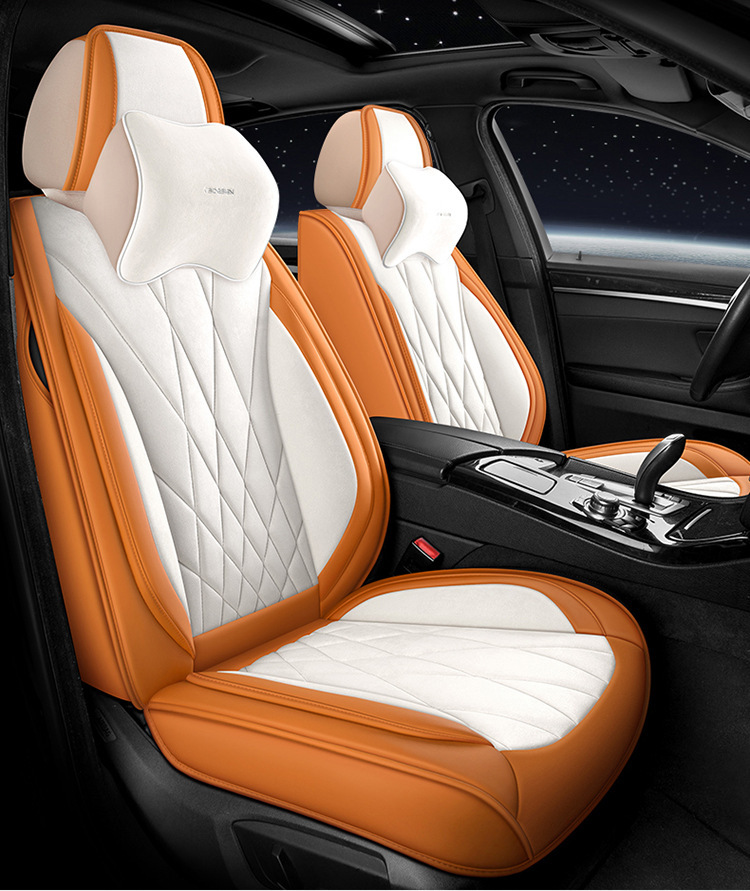 Five-Seater Universal Suede Leather Car Seat Cushion, Fully Enclosed, Wear-Resistant and Comfortable, Universal Car Seat Cover for All Seasons
