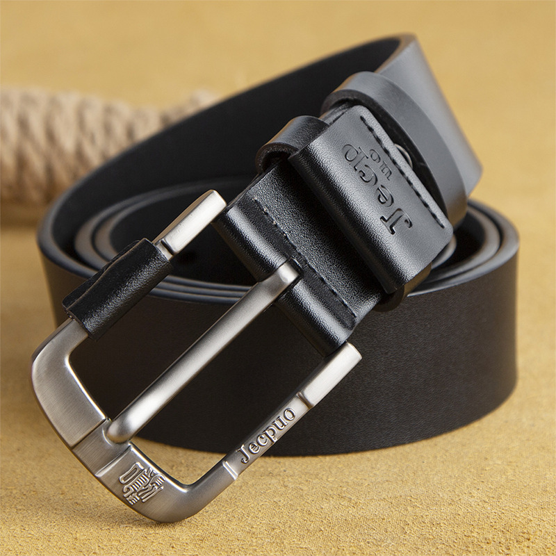 New men's cowhide pin buckle belt spot c...