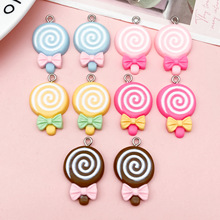 混5款彩色蝴蝶结棒棒糖diy树脂饰品配件材料包包挂件钥匙扣小吊坠