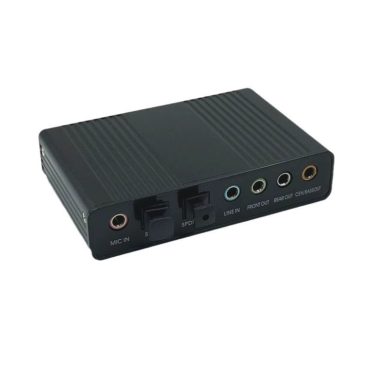 USB fiber‑optic sound card, 5.1/7.1 surround, SPDIF optical, karaoke mixing & reverb support