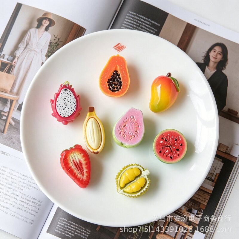 Hot-selling new strawberry, watermelon, guava DIY resin accessories, tomato hair clips, shoe buckles, keychains, pendants, and accessories Hot-selling new strawberry, watermelon, guava DIY resin accessories, tomato hair clips, shoe buckles, keychains, pendants, and accessories