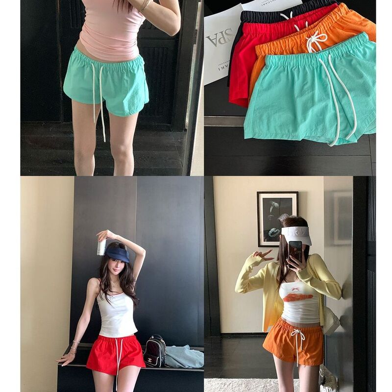 Mint Green Sports Shorts for Women, New Summer Style, Lightweight, Breathable, Quick-Drying Pants for Outer Wear, Casual and Versatile Wide-Leg Pants, Trendy