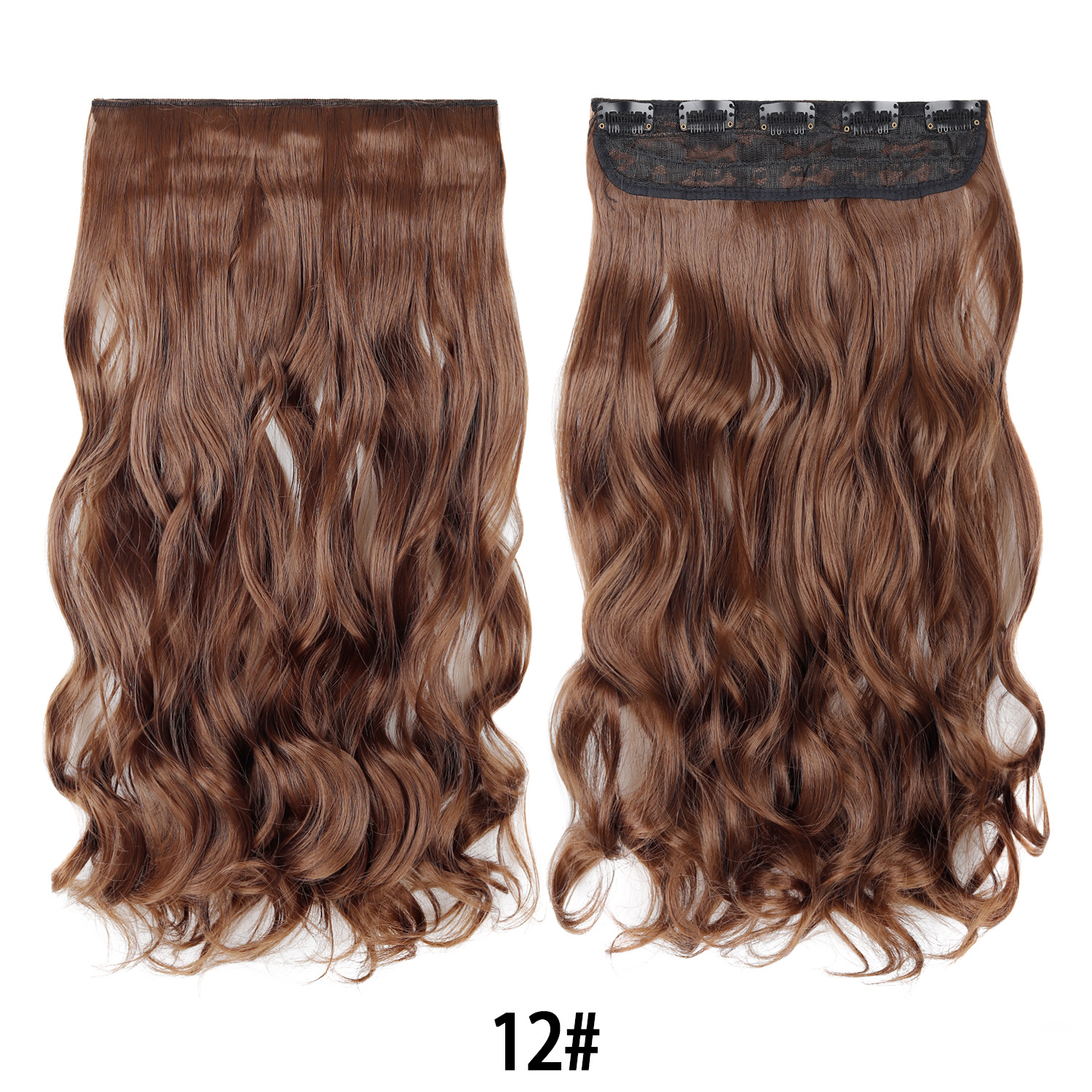 Extensión de Cabello de 5 Clips de 18 Pulgadas de Fibra de Alta Temperatura Rizado para Señoras