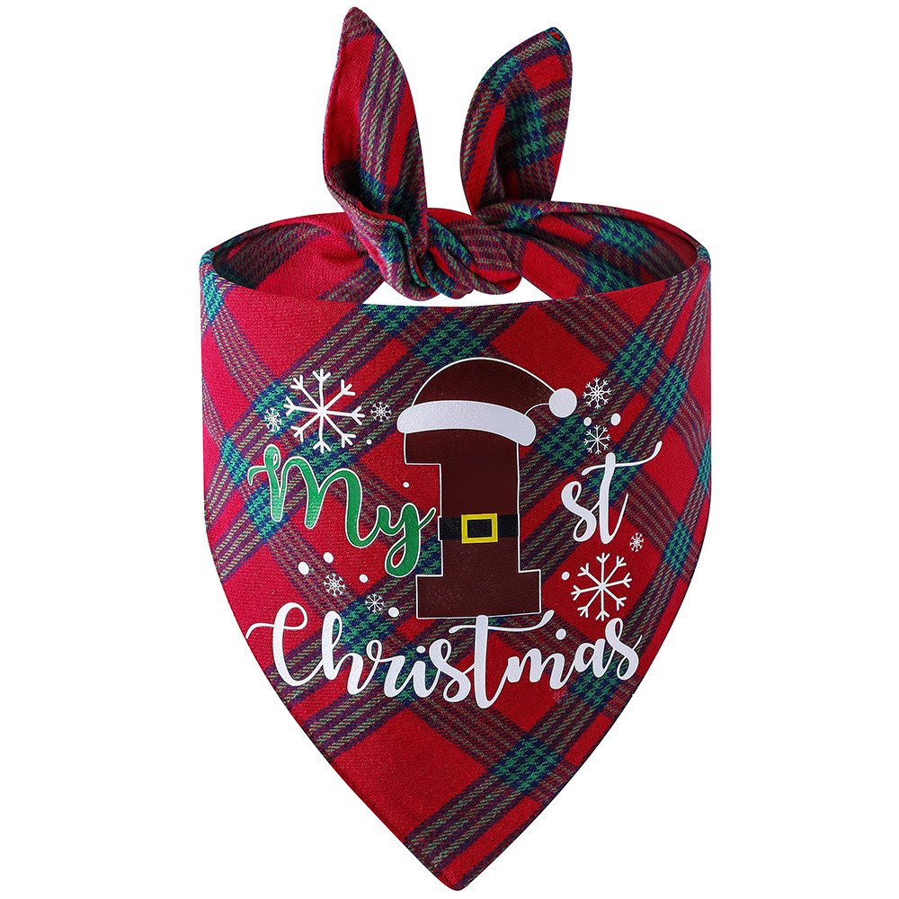 Original transfronterizo nuevo algodón a cuadros mascota triángulo bufanda perro bufanda Navidad mascota saliva toalla mascota bufanda