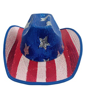 Factory direct sales cross-border new product American flag sequin cowboy hat pentagonal sequin American Independence Day Western Cowboy