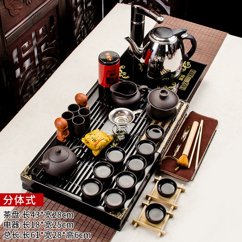 Automatic tea set sandalwood for home use from natural wood, teapot, fully automatic