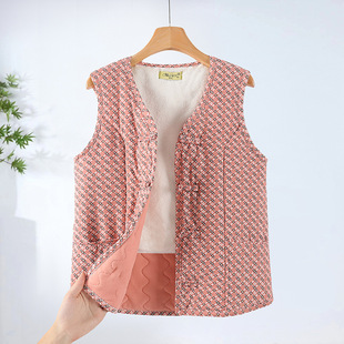 Mother's Chinese-style Buckle fleece-lined Warm Vest Jacket for Middle-aged and Elderly Women's Fashion National Style Vintage Winch Vest