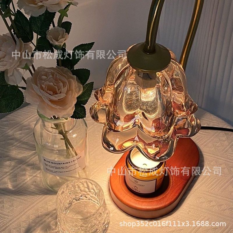 铃兰香薰灯融蜡灯法式复古卧室床头灯家居摆件氛围灯无火香氛台灯|undefined