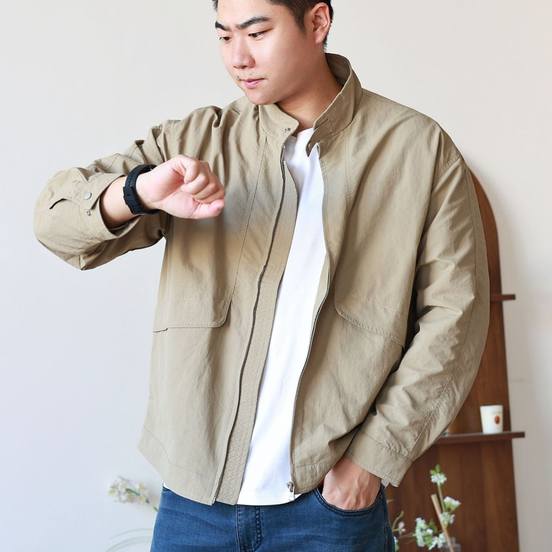 Lightweight and Portable American Harrington Taslan Stand-Up Collar Solid Color Men's Jacket Casual Business Style Zipper Coat Lightweight and Portable American Harrington Taslan Stand-Up Collar Solid Color Men's Jacket Casual Business Style Zipper Coat
