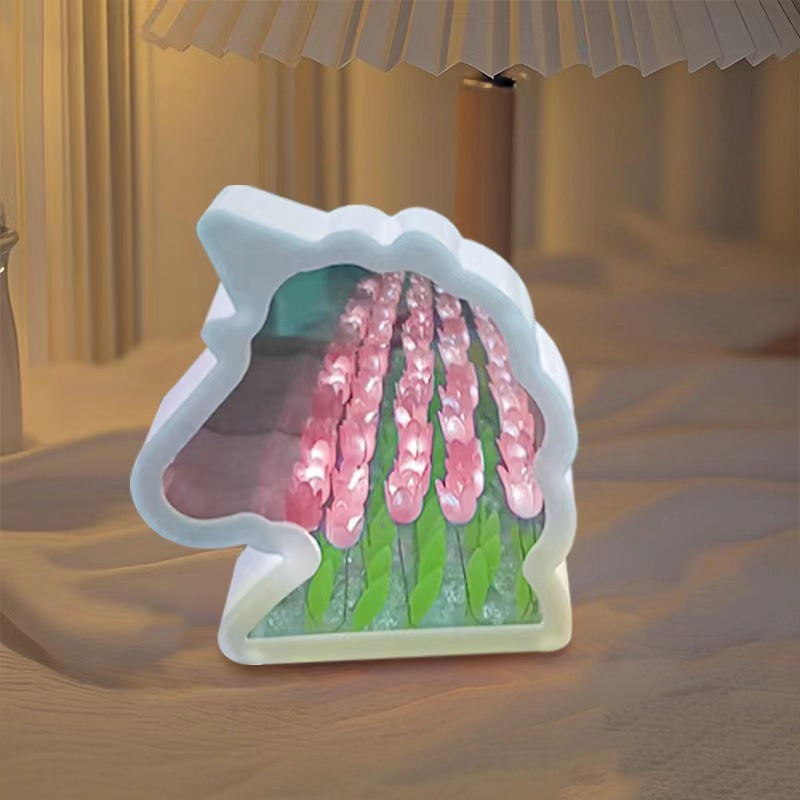 Handmade diy unicorn flower sea night light [pink]