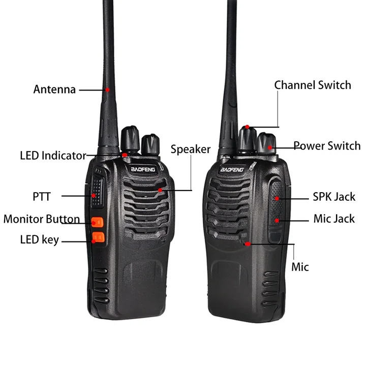 Walkie-Talkie Baofeng BF-888S, Intercomunicador Baofeng 888S de Alta Potencia para Uso Civil, Radio Portátil Baofeng 888S