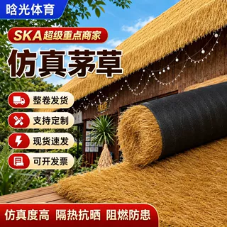 仿真茅草户外屋顶农家乐屋檐装饰凉亭人造茅草坪户外庭院PE稻草坪