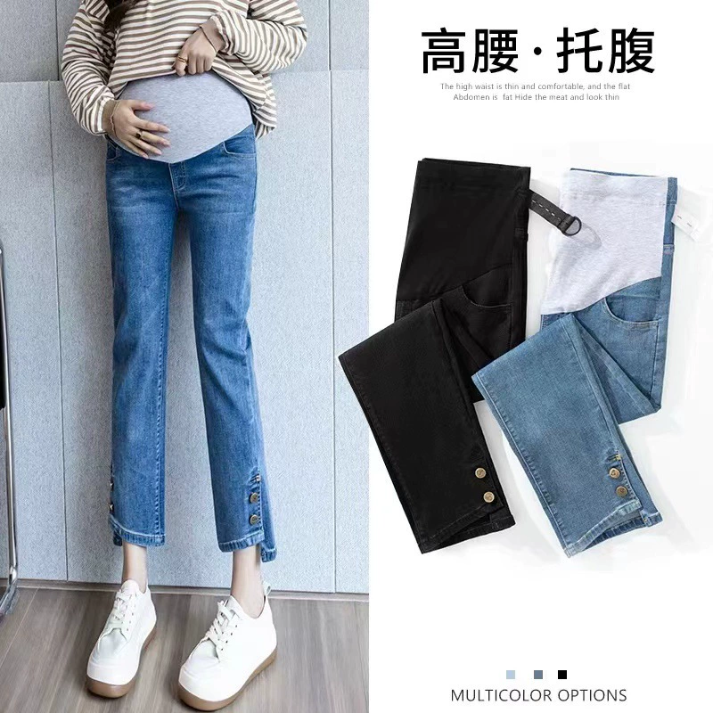 Брюки для беременных Носите прямые джинсы весной и осенью