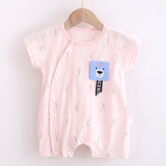 2023年新款短袖哈衣0-3-6個月男女寶純棉外貿連體嬰兒服夏季薄款