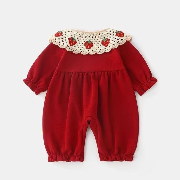 百天满月周岁礼服月龄外出爬服哈衣婴儿秋季衣服婴幼儿连体衣宝宝|undefined