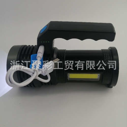 Cross-border flashlight bright led outdoor rechargeable searchlight portable household waterproof plastic xenon camping light