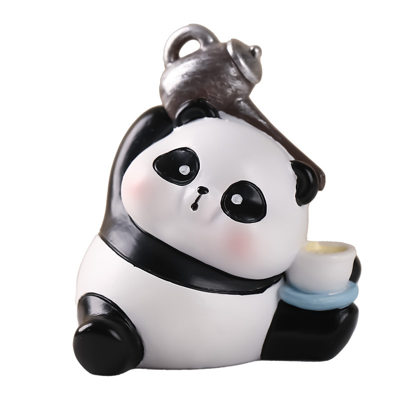 Oficina adorable panda decoración diaria caja ciega muñeca dibujos animados adornos de escritorio de resina artesanía regalos
