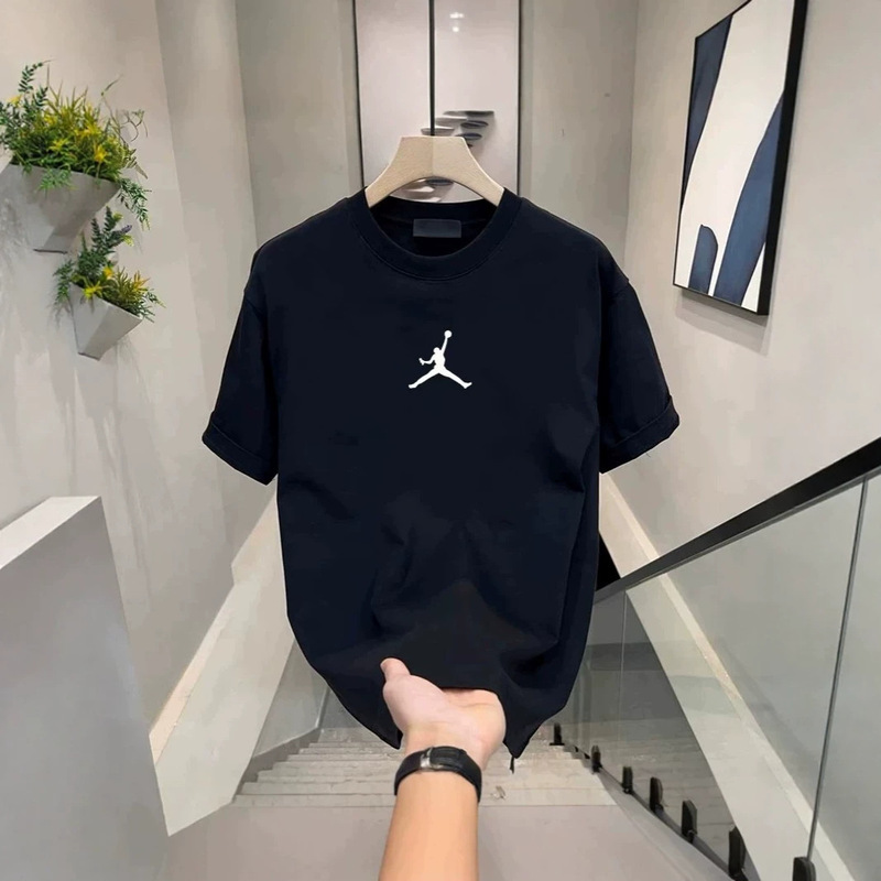 Summer men's round-neck short-sleeve T-shirt, American style trendy casual sports top, loose and versatile, pure cotton half-sleeve