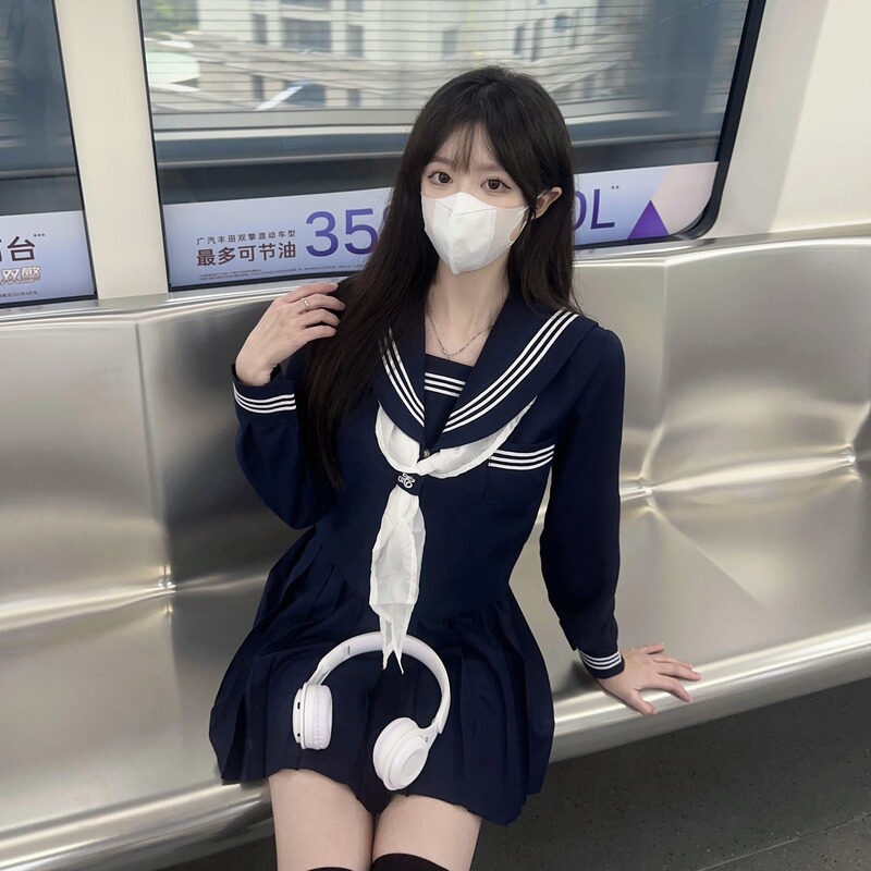 [Cyanosis three books] basic jk uniform suit college style class uniform Navy style school for women long sleeve sailor suit