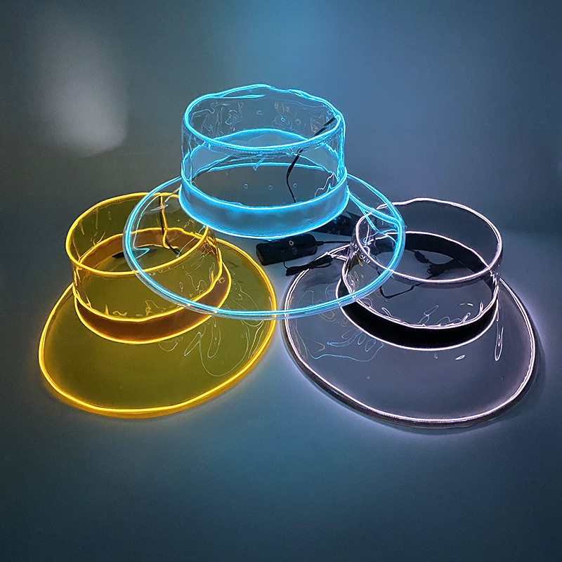 LED luminoso transparente sombrero de pescador Vacaciones de playa impermeable sombrero de playa moda inconformista espectáculo de escenario sombrero de rendimiento