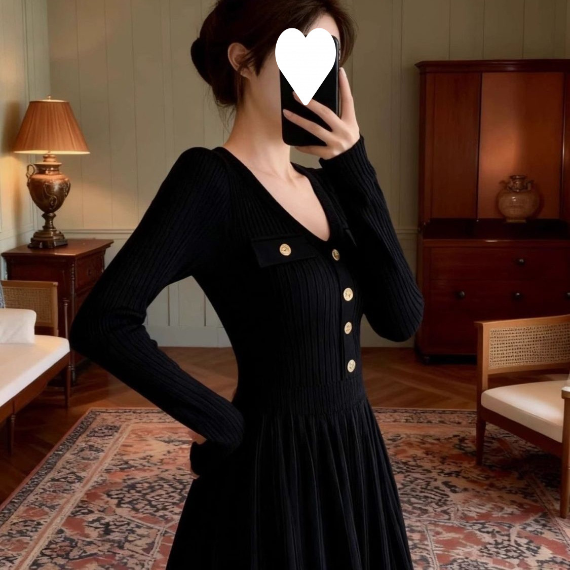 新款毛衣穿搭针织连衣裙2025秋冬装女款收腰气质显瘦长袖拼接短裙