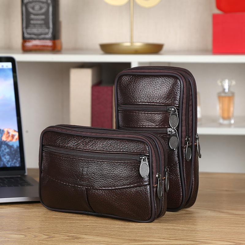Cross-border Cowhide Vertical Horizontal Mobile Phone Bag Multi-layer Zipper Large Capacity Waist Bag Wearing Belt Hanging Waist Mobile Phone Bag Wallet Cross-border Cowhide Vertical Horizontal Mobile Phone Bag Multi-layer Zipper Large Capacity Waist Bag Wearing Belt Hanging Waist Mobile Phone Bag Wallet
