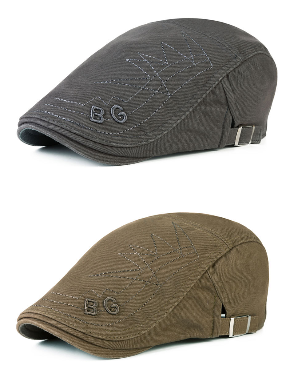 Neue Mode Entenzunge Baumwolle bestickt für Herren Freizeit Sonnenschutz Maler Baskenmütze Vorwärtshut Frühling und Herbst_voghion.com