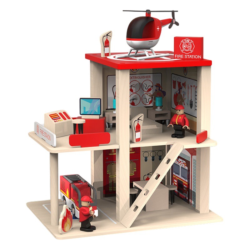 Educación temprana papel de los niños jugando bombero modelo montaje simulación juego casa estación de policía estacionamiento juguetes educativos