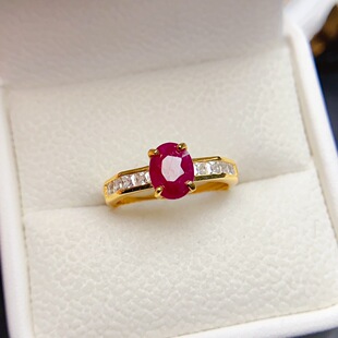 Factory wholesale explosions natural ruby ring S925 silver inlaid with the main stone 6*8 selling Europe and the United States a generation of hair