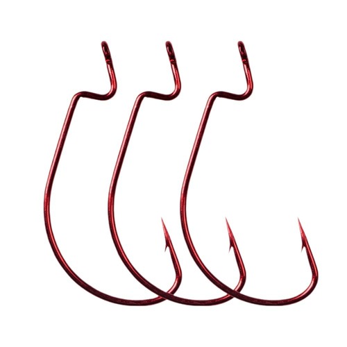7316 Crankbait Hook Wide Belly Red Fish Hook 2#—5/0# Single Hook Red Electroplated Crankbait Hook Sea Fishing Texas Rig