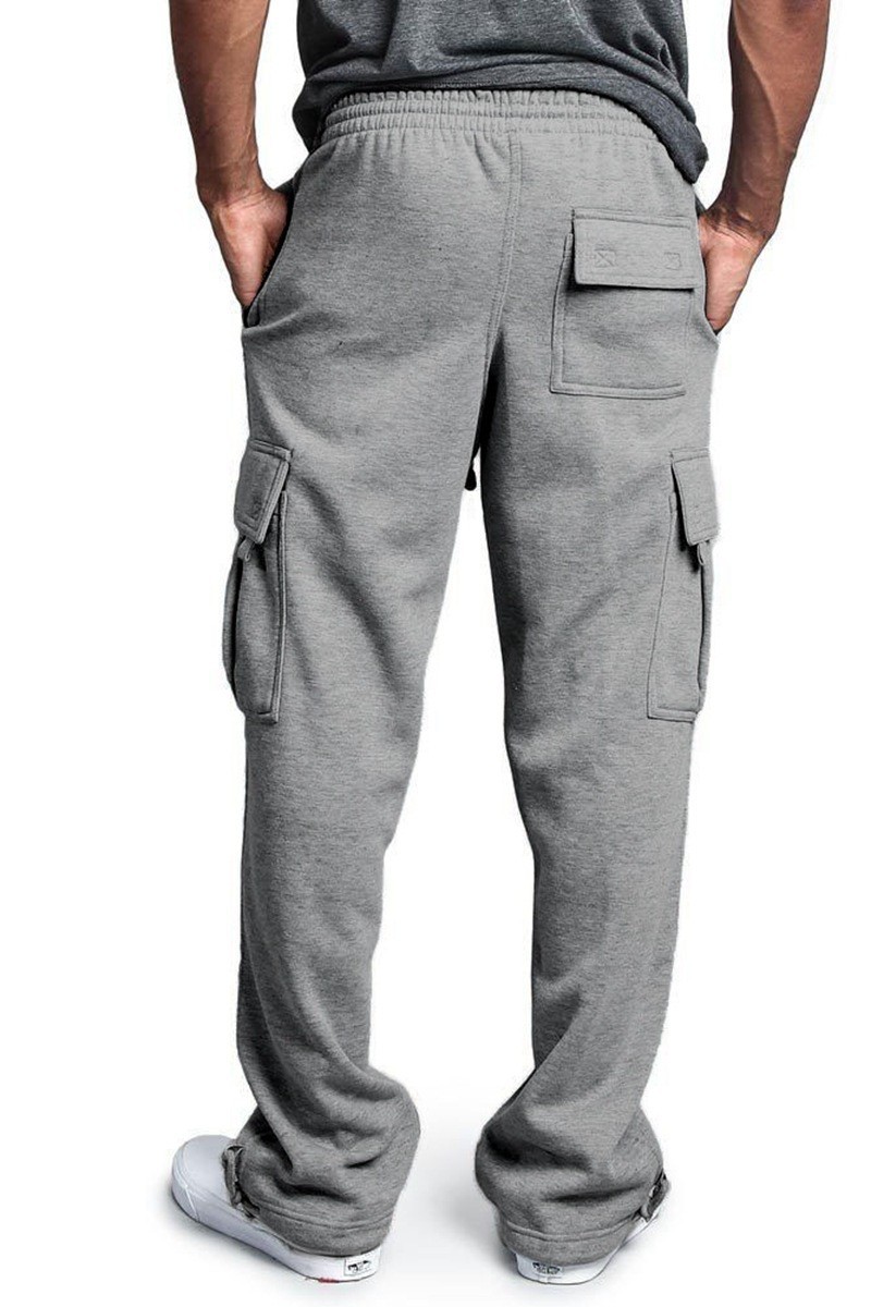 Men's Clothing new men's multi pocket overalls Autumn and winter brushed casual cuffed trousers for men_voghion.com