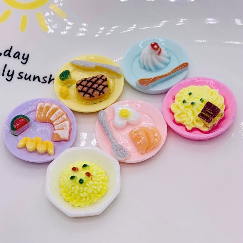 Имитация красочной тарелки для еды, аксессуары из смолы, DIY, материал для чехла телефона, наклейка для холодильника