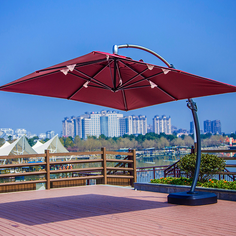 户外遮阳伞庭院伞大太阳伞咖啡厅休闲花园阳台伞露天大弯杆伞|ru