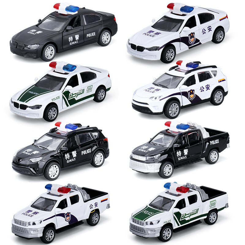 男孩玩具警察车套装合金五开门回力电动仿真声光儿童玩具消防车