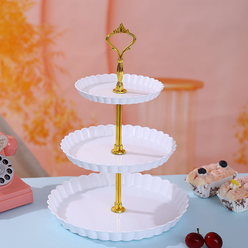 Nordic Style Plastic Light Luxury Three-layer Fruit Plate Small Exquisite Living Room Household Candy Snack Cake Tray Snack Rack