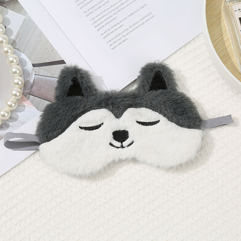 漫画の動物のぬいぐるみ刺繍アイマスク模造ウサギの毛遮光アイマスク飛行機電車休憩アイマスク卸売|undefined