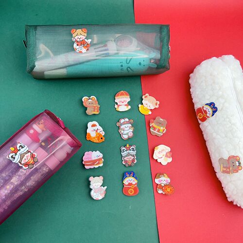 Student Cartoon New Year Brooch Acrylic Backpack Decoration Spring Festival Cute New Year Greeting Badges Pendant Small Gift