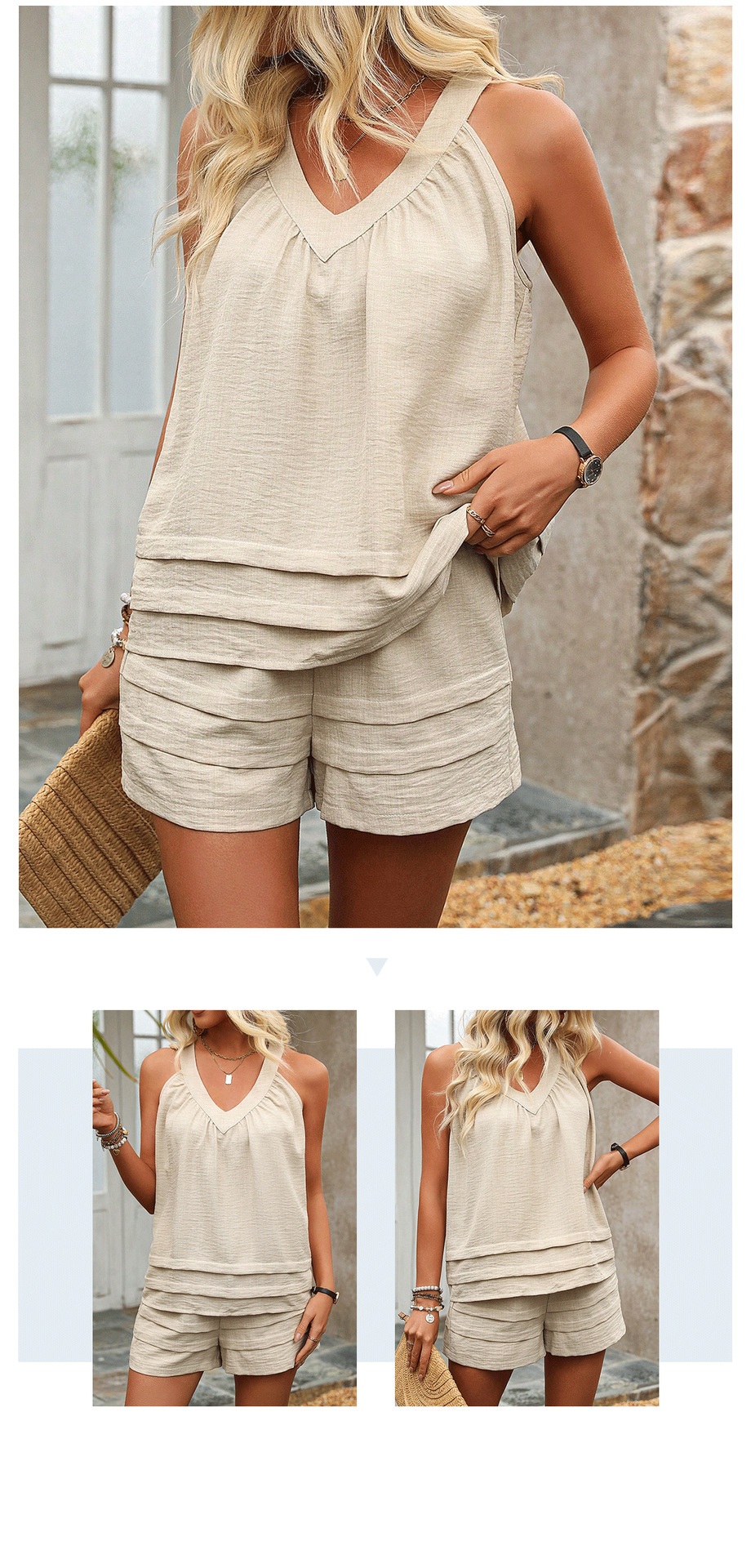 Women's Sleeveless Top & Shorts Set – Streetwear Casual Outfit (S-XL) | Summer_voghion.com