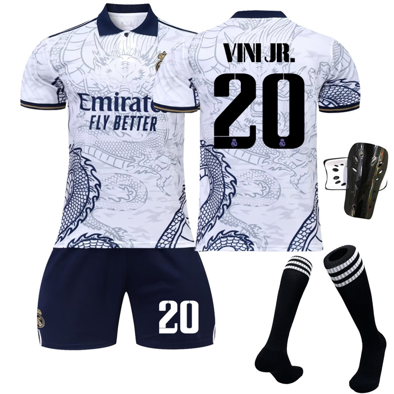 Bộ áo đấu họa tiết rồng Real Madrid phiên bản đặc biệt Phiên bản kỷ niệm số 9 Benzema 20 Áo bóng đá Vinicius