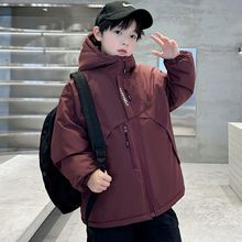 男童夹棉外套秋冬款2025新款大儿童装冬季加绒加厚派克服冬装棉衣