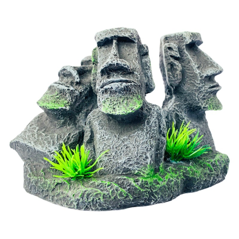 Nuevos adornos de pecera, estatuas de piedra retro, paisajismo de resina, decoración de jardinería, regalos creativos de artesanía de la isla de Pascua